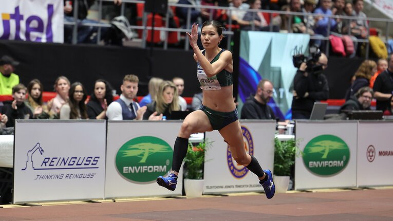 今年2月、チェコで39年ぶりとなる1m92cmの室内日本最高記録をマークした高橋　©JIJI PRESS