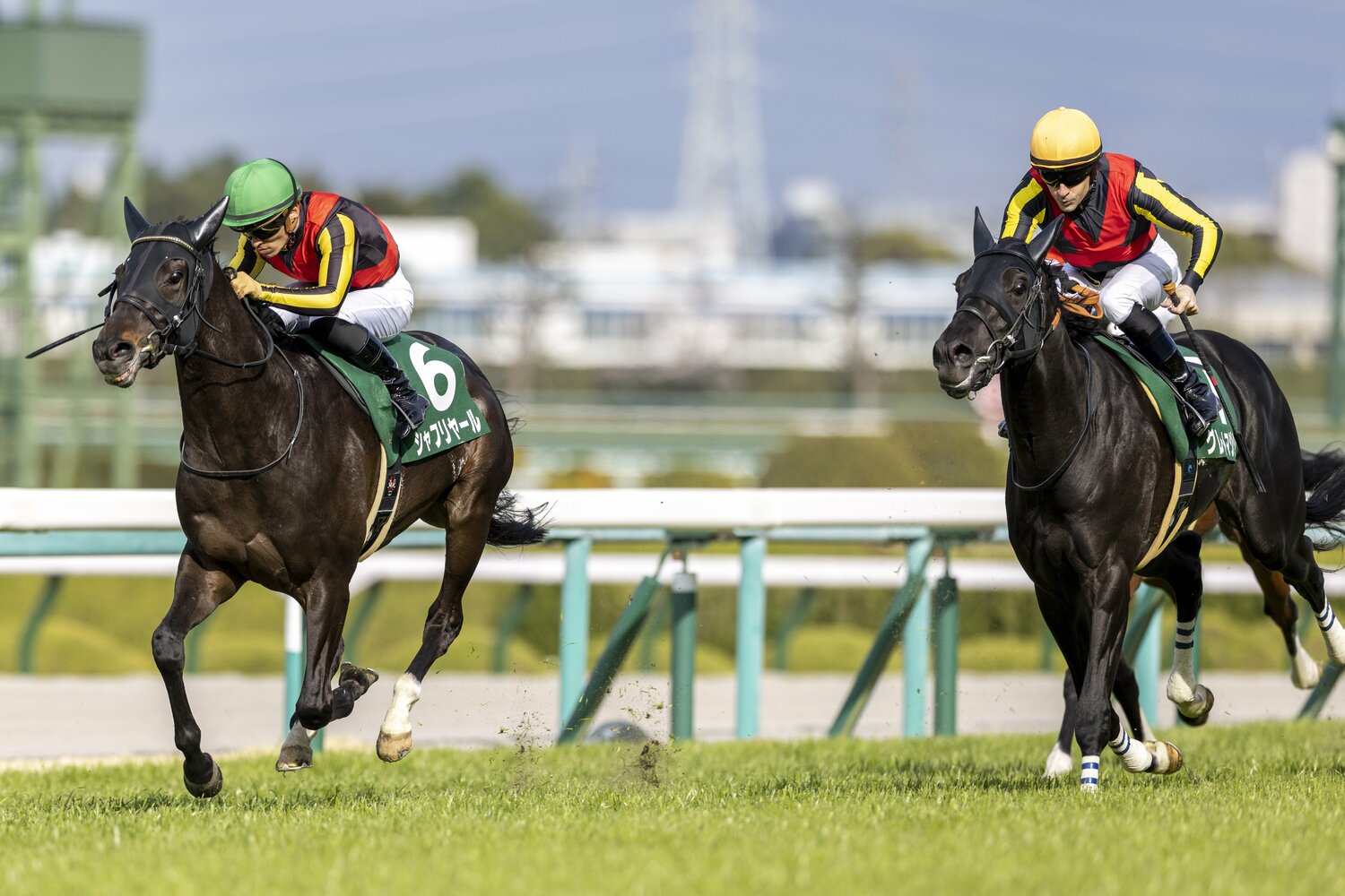 毎日杯では、のちにダービー馬となるシャフリヤール（左）と叩き合って2着　©Photostud