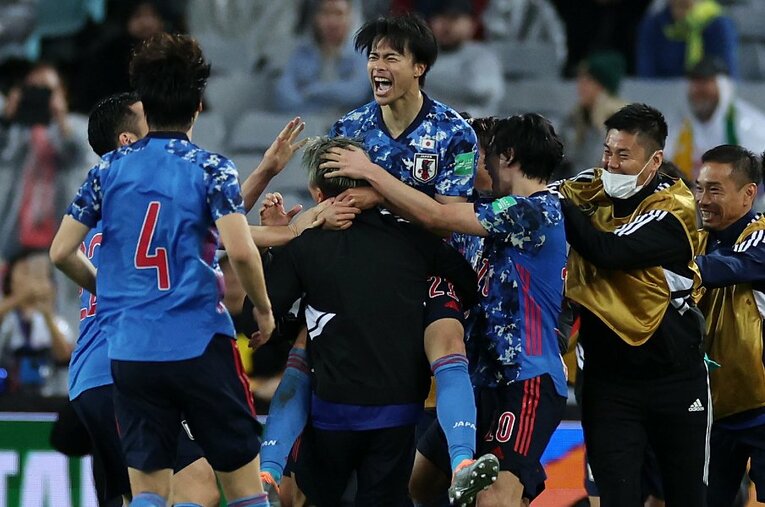3月24日にアウェイで行われたW杯アジア最終予選のオーストラリア戦。84分に投入された三笘薫の2ゴールが、7大会連続のW杯出場を決定づけた ／ photograph by Getty Images