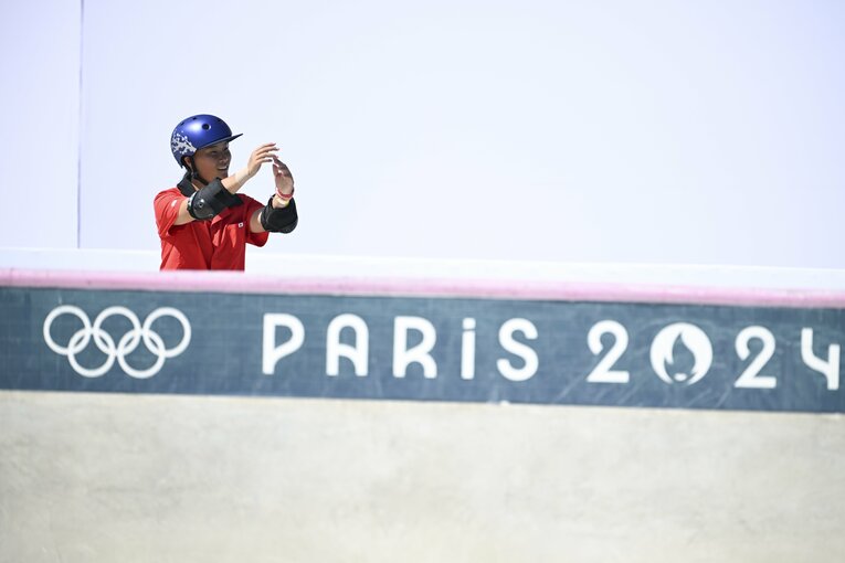 それでも最後は笑顔で演技を終えた四十住　©Asami Enomoto/JMPA