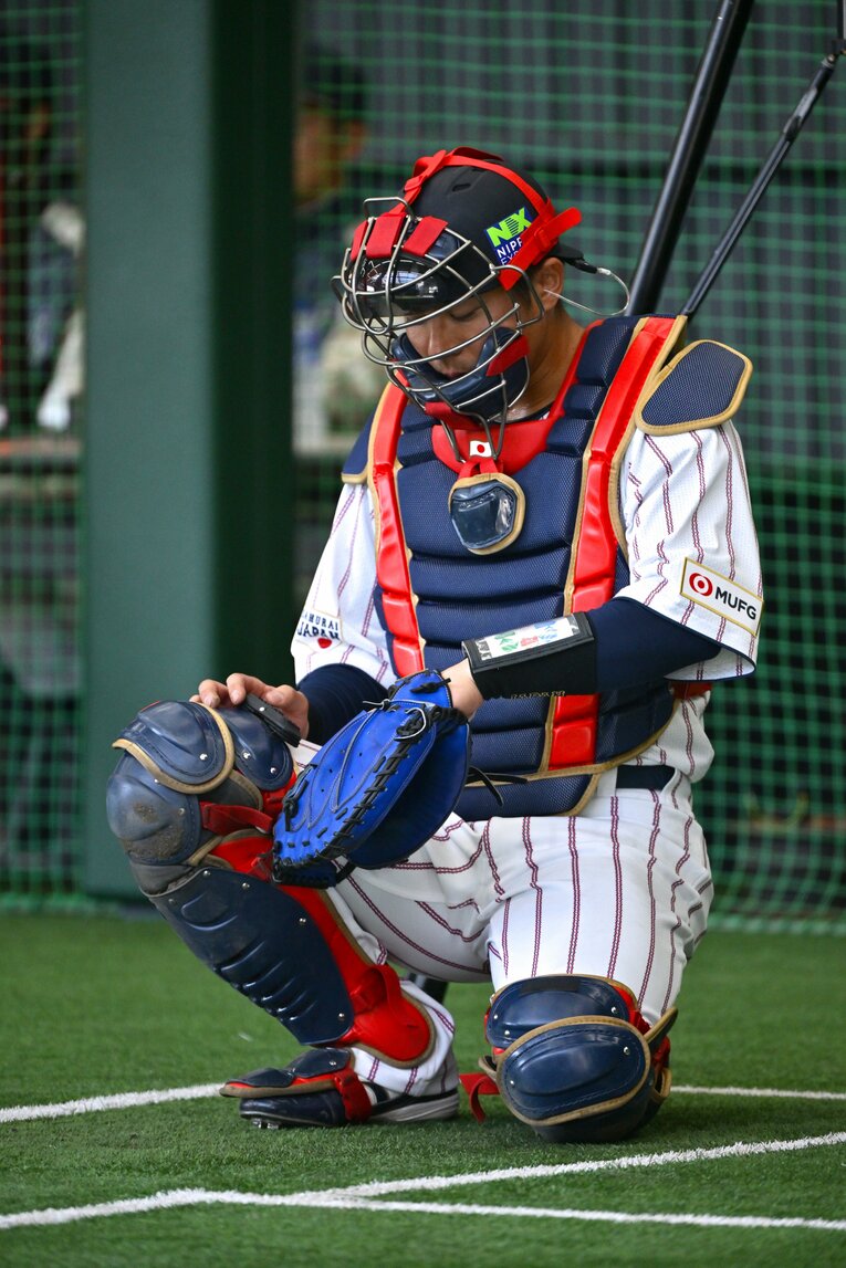 ピッチコムを装着して練習する若月　©︎Hideki Sugiyama