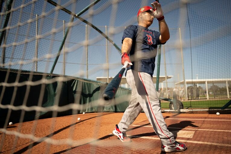 春季キャンプでは好調ぶりをアピールした吉田正尚　©︎Maddie Malhotra/Boston Red Sox/Getty Images