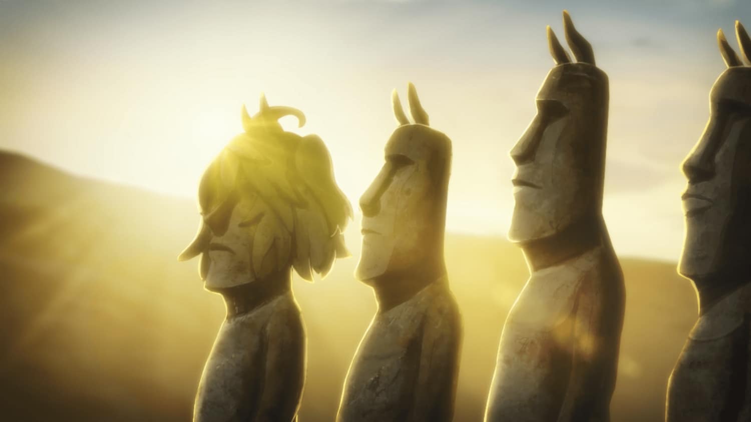 ひとりだけ造型が全く異なる石像　©2023 アニメ「ウマ娘 プリティーダービー Season 3」製作委員会