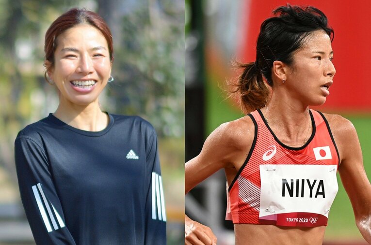 3月の東京マラソンで日本新記録を狙うという新谷だが、東京五輪は1万ｍで出場（右）するなど本人曰く「マラソンランナーではない」という ／ photograph by L)Hideki Sugiyama、R)JMPA