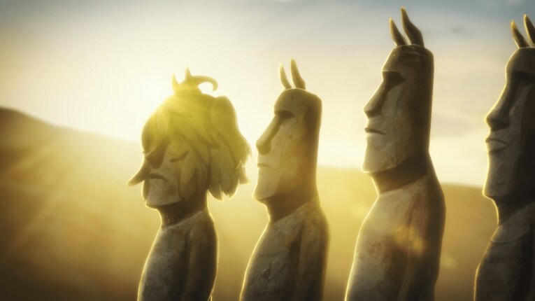 ひとりだけ造型が全く異なる石像　©2023 アニメ「ウマ娘 プリティーダービー Season 3」製作委員会