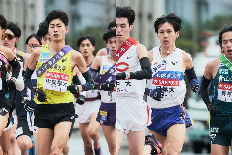 今回ともに1区を走った中央学大の近田（左）と日体大の平島（右）を五枚目に　©Yuki Suenaga(2)