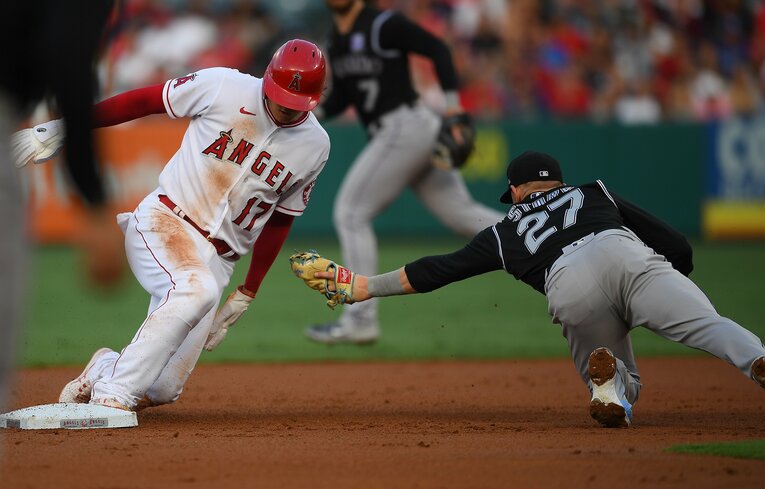 盗塁を決める大谷©Getty Images