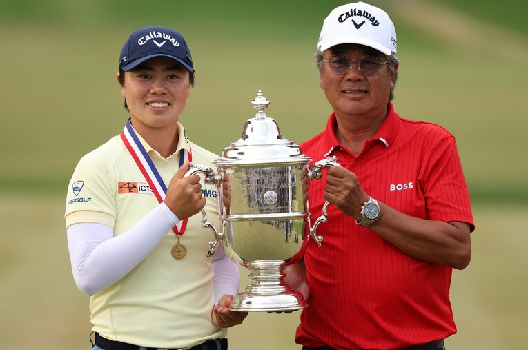 父・正和さんも驚いた2度目の全米女子オープン制覇　©Patrick Smith/Getty Images