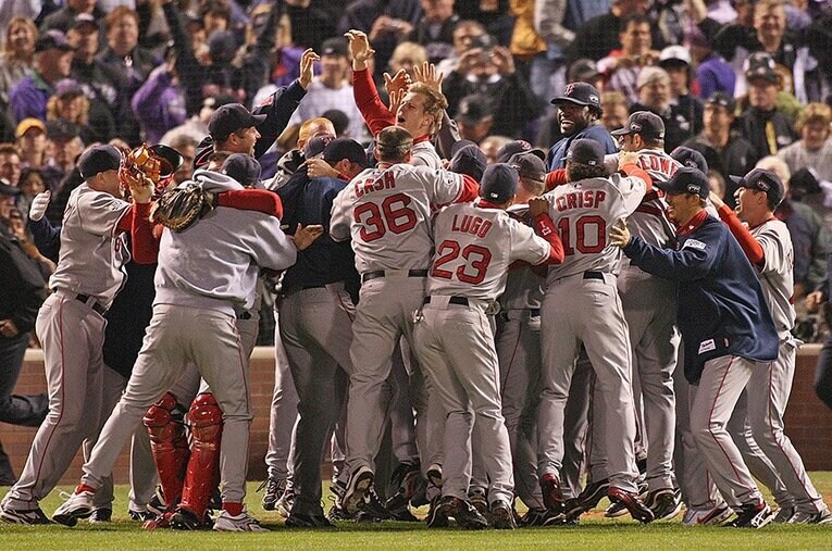 2007年のワールドシリーズで優勝したレッドソックス。松坂大輔と岡島秀樹が在籍していた ／ photograph by Getty Images