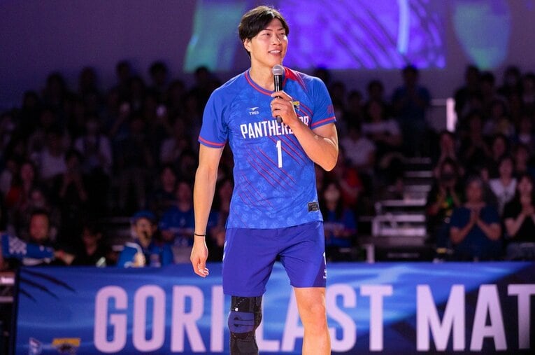 8月8日に引退試合を行なった清水邦広。自ら運営に参加し、参加者一人一人に直接連絡を取ったという ／ photograph by OSAKA BLUTEON