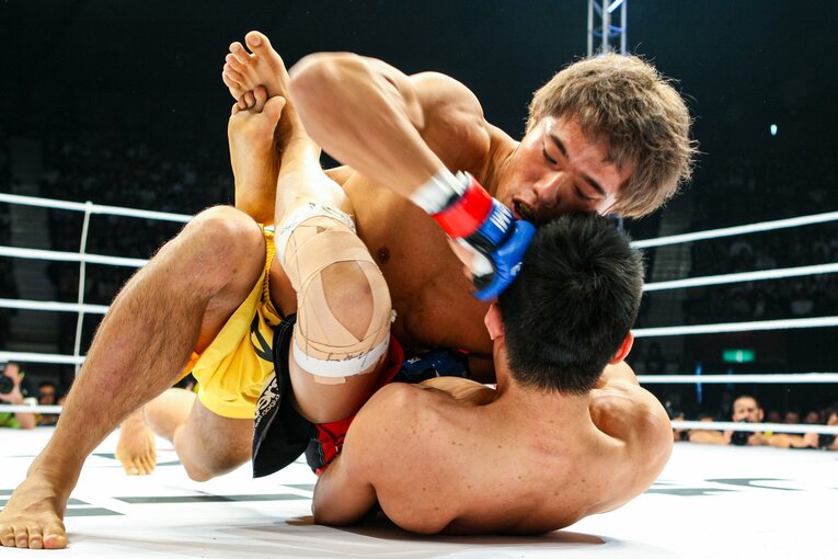 ジョン・チャンソンにパウンドを落とす金原　©Susumu Nagao