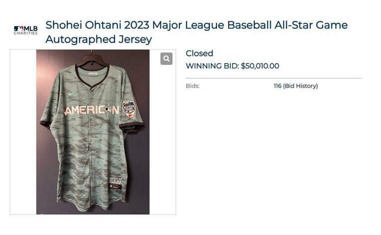 大谷のオールスターゲームユニフォーム　※MLB Auctionより