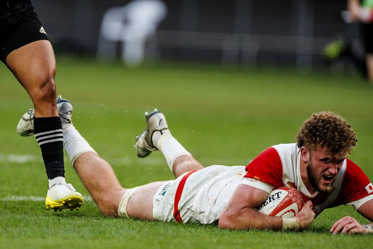 2022年10月、ワーナー・ディアンズがオールブラックス戦で決めた独走トライ【7枚目／全10枚】　©Kiichi Matsumoto