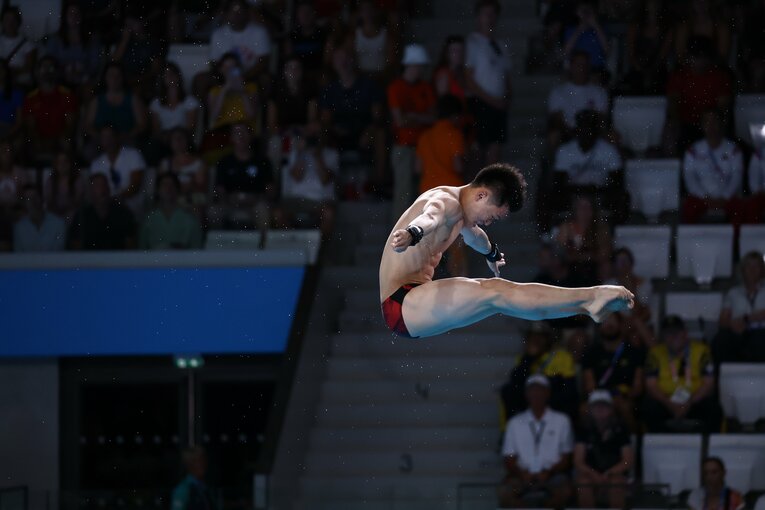 パリ五輪で銀メダルを獲得した玉井陸斗　©JMPA