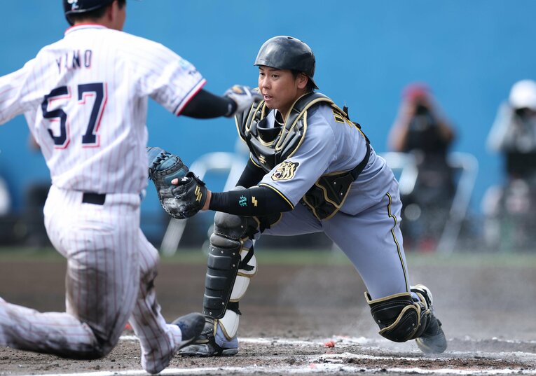 今季オープン戦での梅野隆太郎　©Sankei Shimbun
