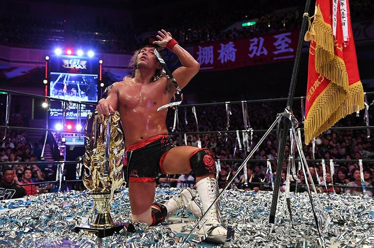 本人にとってもファンにとっても、待ちに待った「新日本の主役の座」。あとは、1.4のメインで大暴れするだけだ！ ／ photograph by Essei Hara