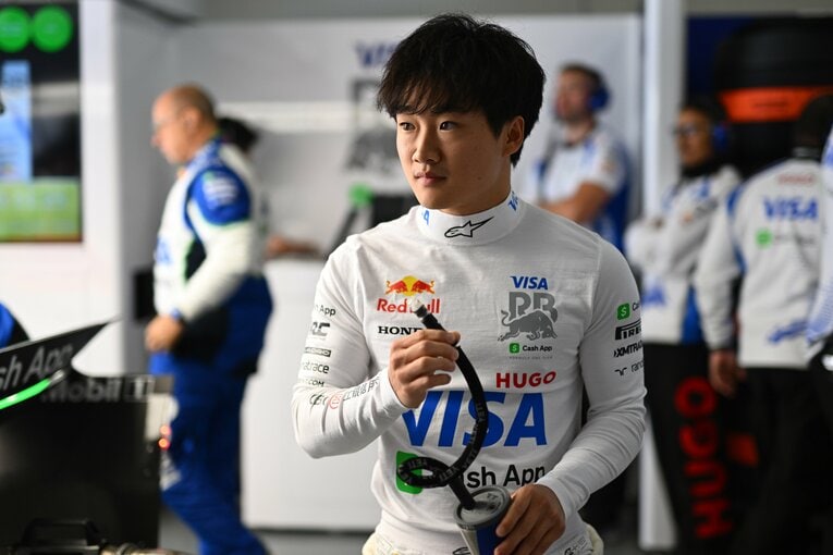 今季序盤2戦にRBで出走し、明るい表情を見せることが多かった角田　©Getty Images / Red Bull Content Pool