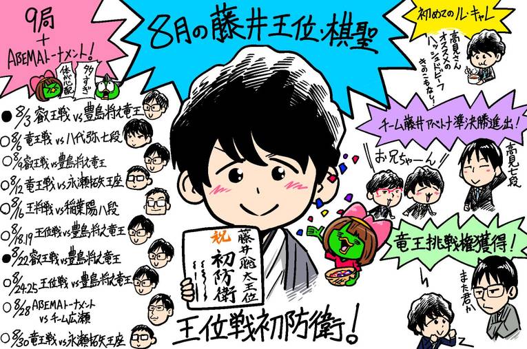 〈イラスト〉藤井聡太二冠の鮮やかな防衛とハイテンションな素顔もカワイイ… 観る将マンガ家が描く「8月の将棋ハイライト」(4)