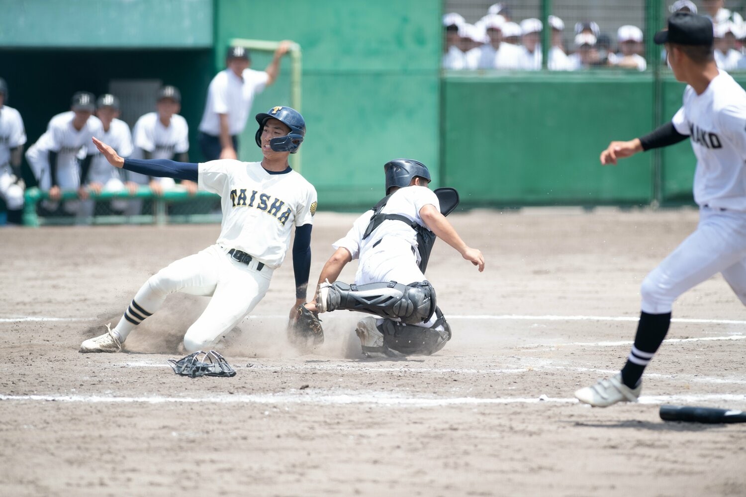 島根大会3回戦の浜田戦。サヨナラのランナーが生還する大社 ©Kota Inoue
