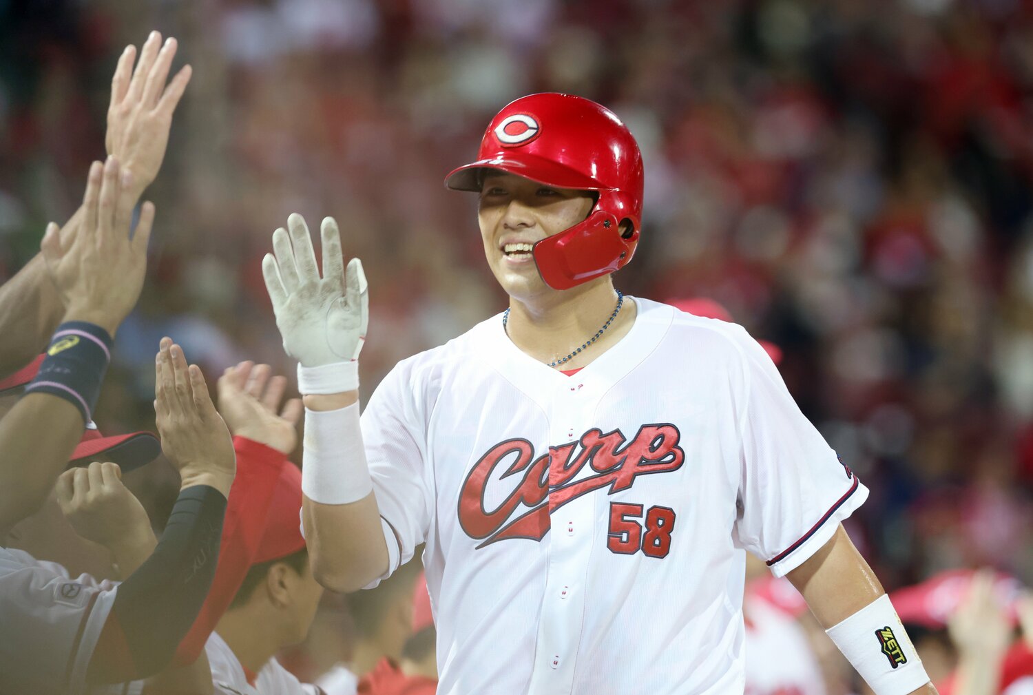 昨年10月5日のヤクルト戦で4番を務めた仲田。4打数1安打1得点を記録した ©JIJI PRESS