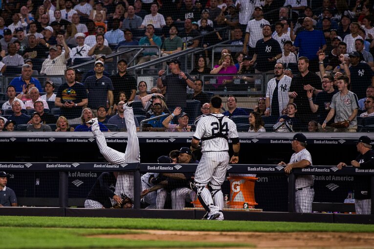 ヤンキース時代、危ないと思える飛び込みプレーも全力プレーの姿勢ゆえ　©Getty Images