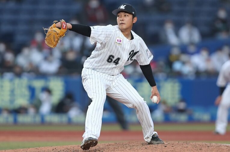 今季すでに3試合に先発するプロ2年目左腕・佐藤奨真。白星こそないものの、好投が続いている ／ photograph by Chiba Lotte Marines