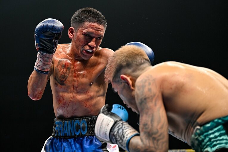 右目上から出血しながらフルラウンドを戦い抜いた27歳のフランコ。試合後、SNSで引退を表明した　©Hiroaki Yamaguchi