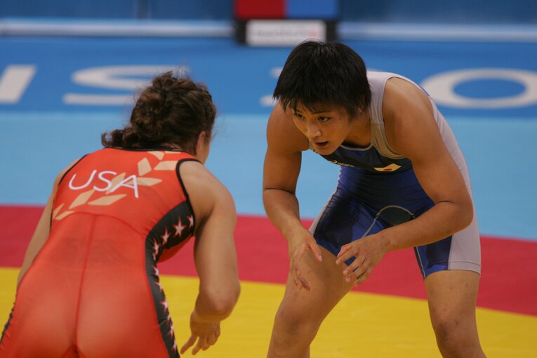 2004年アテネ五輪での伊調馨　©JMPA