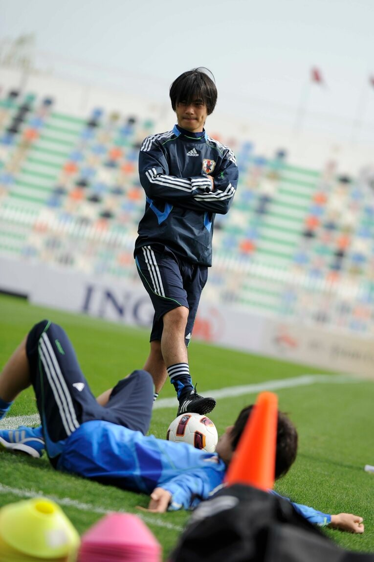 2011年アジア杯、ザッケローニ監督の矢野大輔通訳　©Takuya Sugiyama