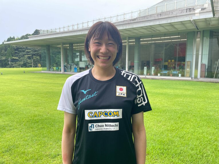 8月薩摩川内の合宿にて。ナゾの不振について明かしたが、表情は明るい（筆者撮影）