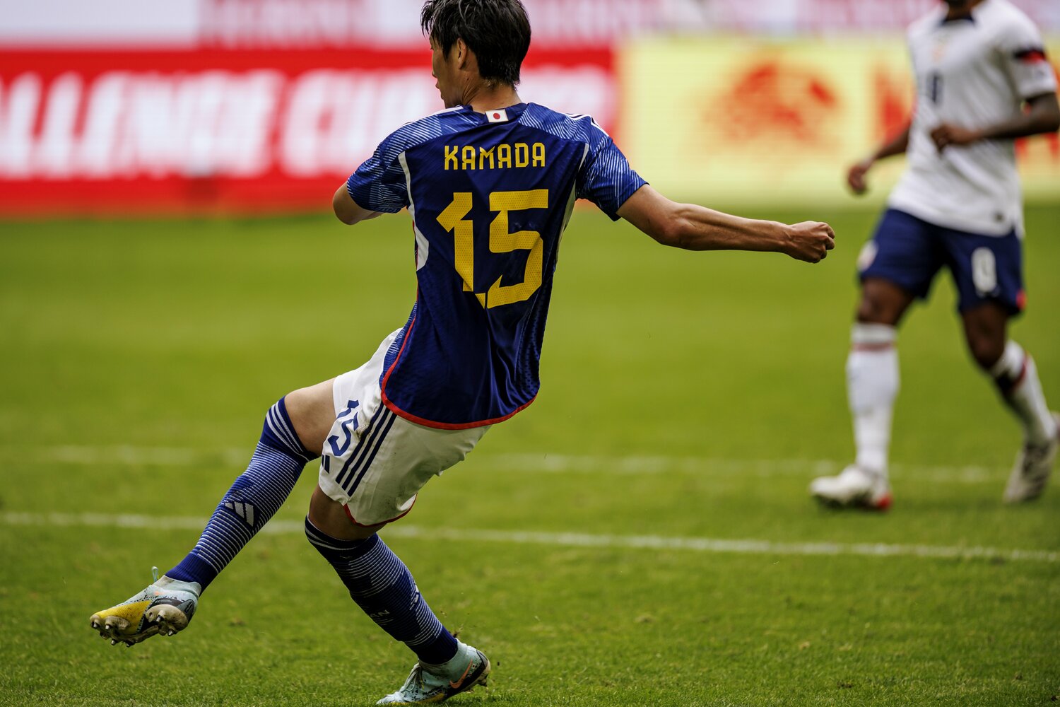 フランクフルトで好調を維持する鎌田大地。アメリカ戦でも先制ゴールを決めた　©Kiichi Matsumoto