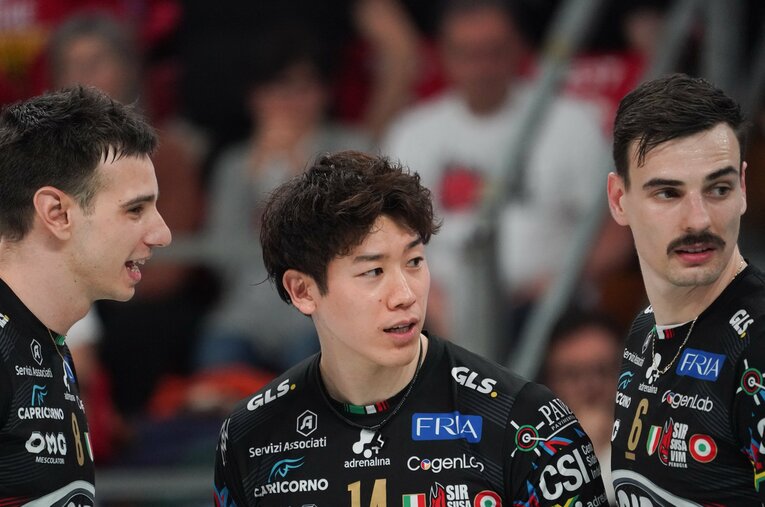 プレーオフ第5戦ではスタメン出場したペルージャ石川祐希（29歳）。13得点をあげたが、ファイナル進出は果たせなかった ／ photograph by PA Images/AFLO