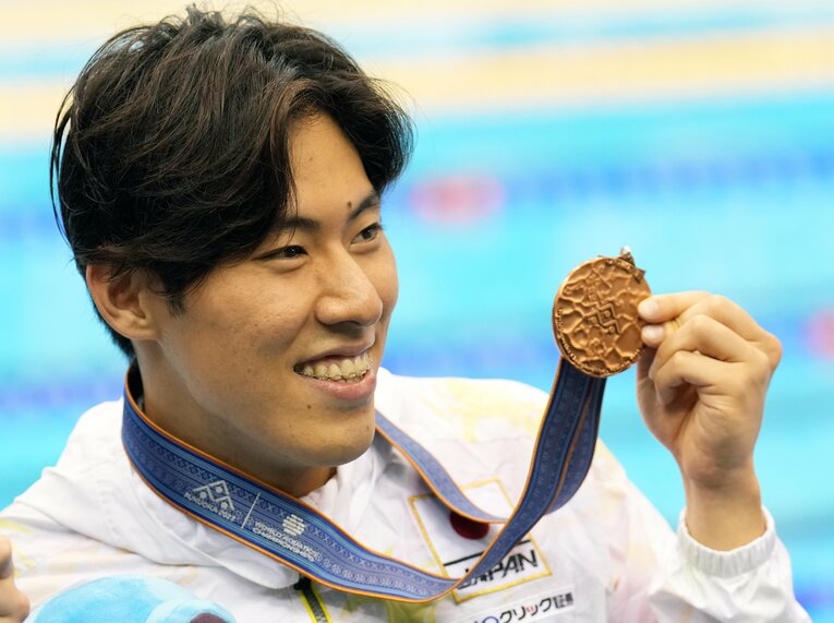 世界水泳男子200mバタフライで銅メダルを獲得した本多　©JIJI PRESS