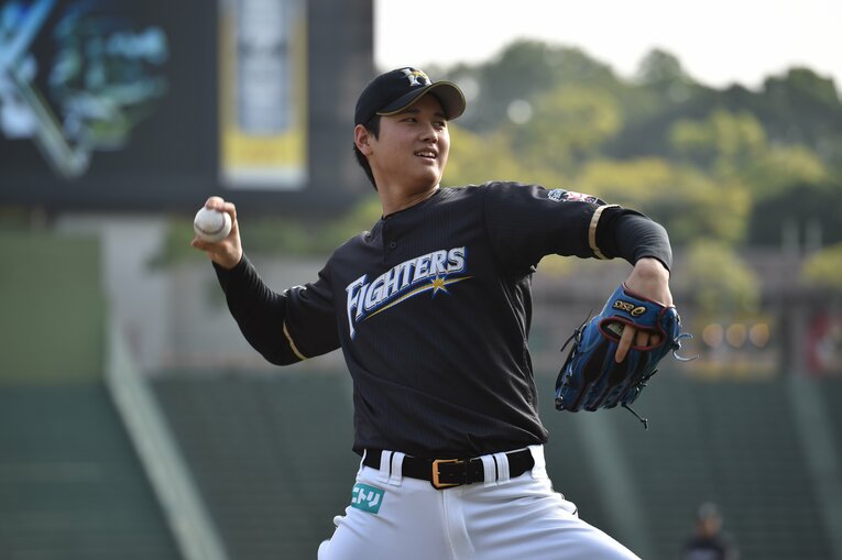 日本ハム時代の大谷翔平。2014年9月、神戸でのオリックス戦で　©Hideki Sugiyama