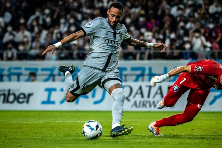 昨年のPSGツアー、G大阪戦でゴールを決めたネイマール　©︎Takuya Sugiyama