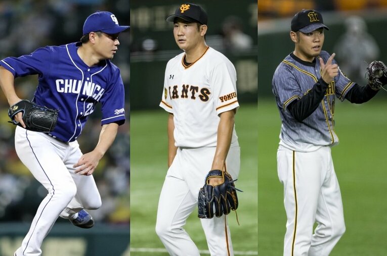 大野雄大、菅野智之、西勇輝。セ・リーグのエース級だけでもハイレベルな沢村賞争いになっている ／ photograph by Kyodo News/Kiichi Matsumoto