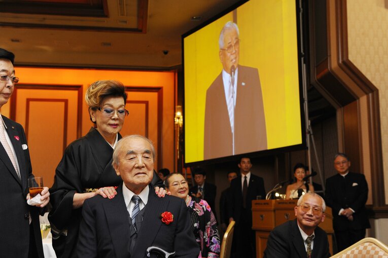 1500勝記念のパーティー、中曽根康弘元首相も出席　©Toshiya Kondo