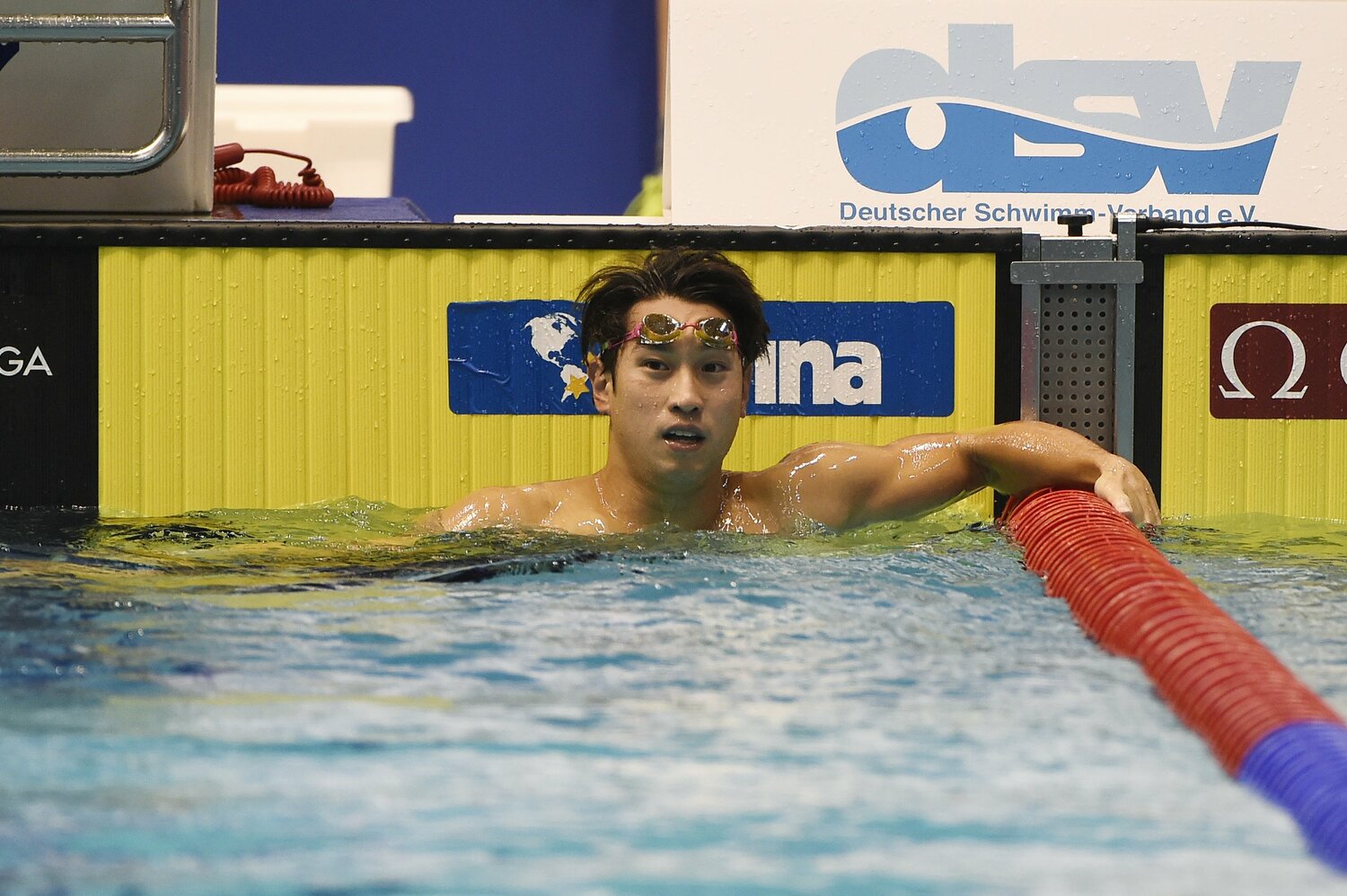 2014年の日本選手権200m平泳ぎの2位、パンパシの日本代表などの実績を残した押切　©AFLO