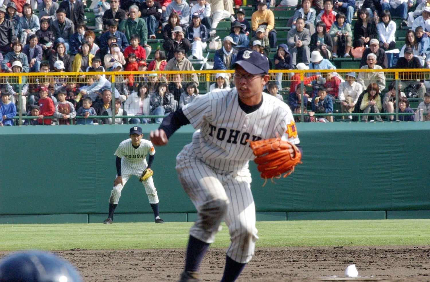 この日はレフトから真壁を見守っていたダルビッシュ　©JIJI PRESS