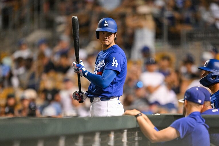 【Number現地撮影：大谷翔平の愛される日々】ドジャース再合流後の試合での大谷（写真は右に続きます）　©Nanae Suzuki