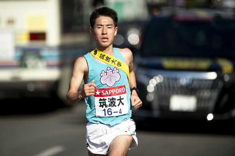 2020年箱根駅伝4区の筑波大・大土手嵩　©Yuki Suenaga
