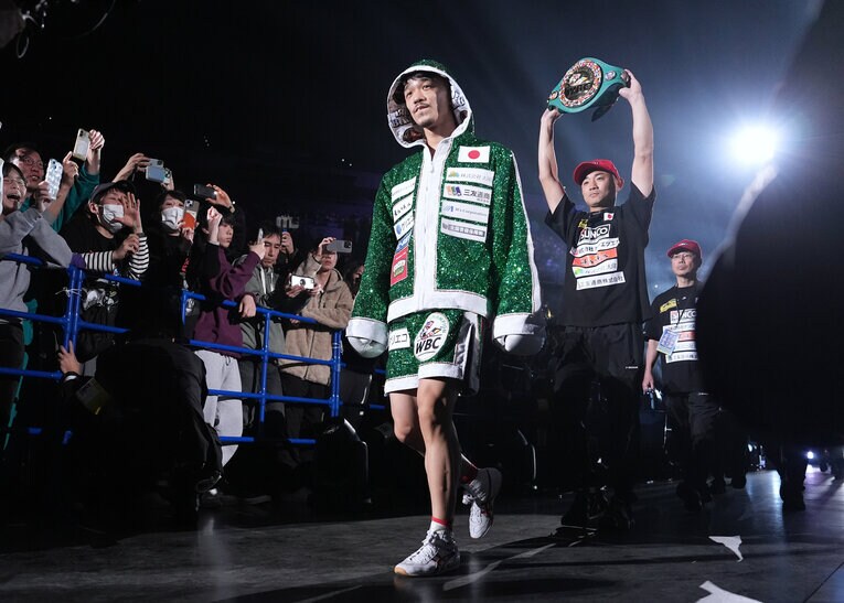 中谷潤人の入場。2月24日、有明アリーナ　©Naoki Fukuda