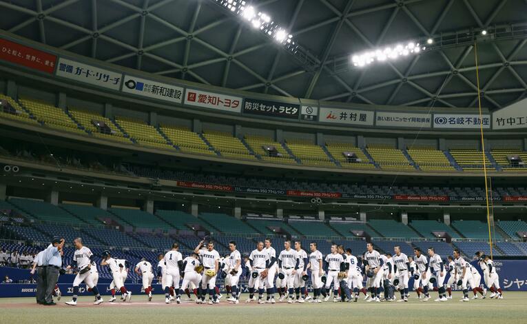 中日ドラゴンズが本拠地とするバンテリンドームで、大阪桐蔭の「練習試合」が2試合行われた ©KYODO