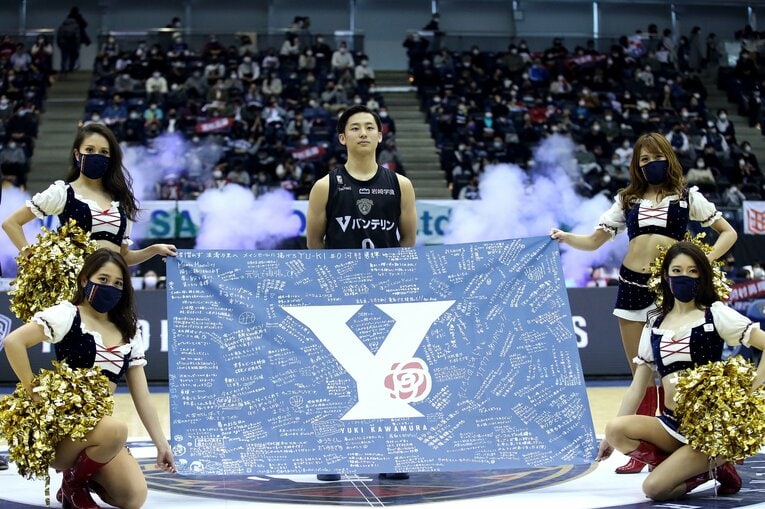 今年2月28日に横浜ビー・コルセアーズでの特別指定選手としての活動を終えた河村。出場16試合中、横浜の勝利は6にとどまった　©B.LEAGUE