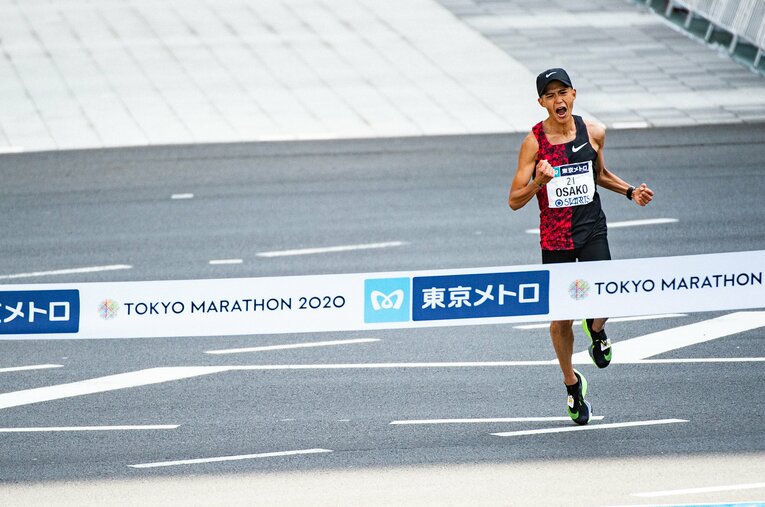 大迫傑が2時間5分29秒の日本記録（当時）をマークした2020年の東京マラソン　©Nanae Suzuki