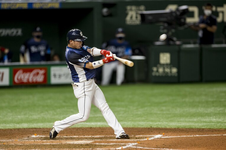 プロ初安打をホームランで飾った岸潤一郎　©︎Kiichi Matsumoto