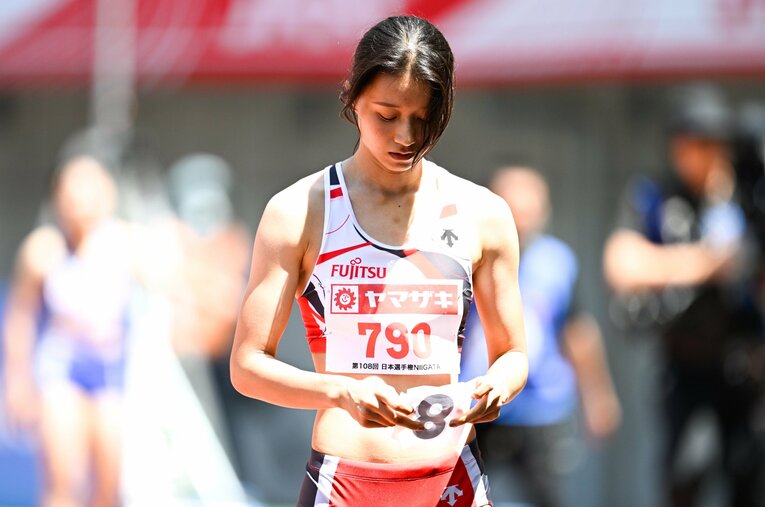 6月の日本選手権では0.03秒差で2位に敗れた田中。その時点では五輪出場が遠のき、肩を落とした　©Asami Enomoto