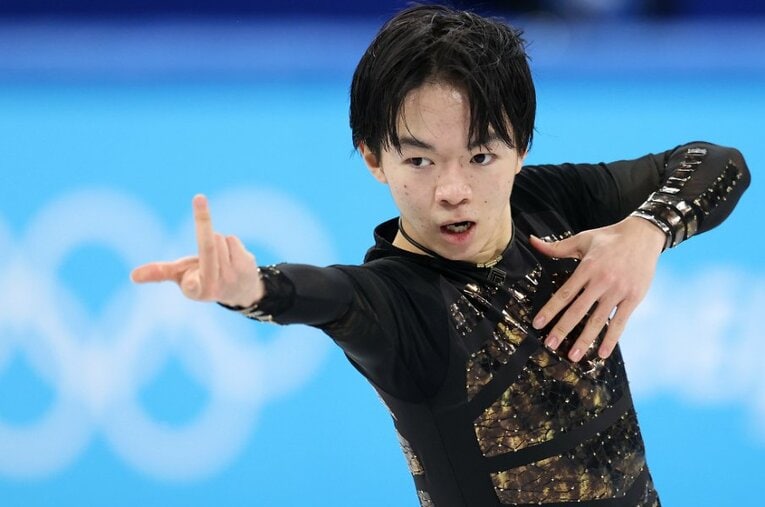 2月6日の団体戦フリーで見事な演技を見せ、銅メダルに大きく貢献した鍵山優真 ／ photograph by Getty Images