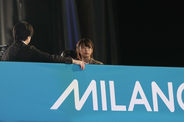 ミラノ五輪で妹・美朋を見つめる高木菜那さん　©Kaoru Watanabe/JMPA