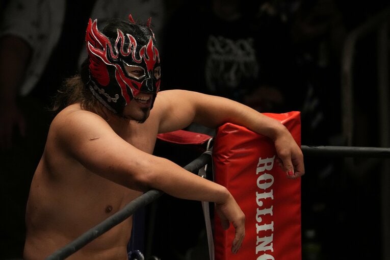 男色ディーノとタッグを組み、メインにも登場したエル・デスペラード　©Masashi Hara